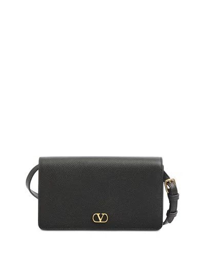 Valentino Garavani Vlogo Signature Black Leather Mini Bag In Purple