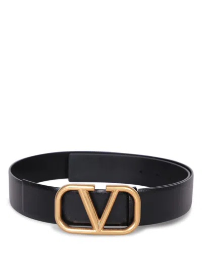 Valentino Garavani Vlogo Signature Black/gold Belt