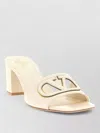 Valentino Vlogo Signature Block Heel Open Toe Slides In White