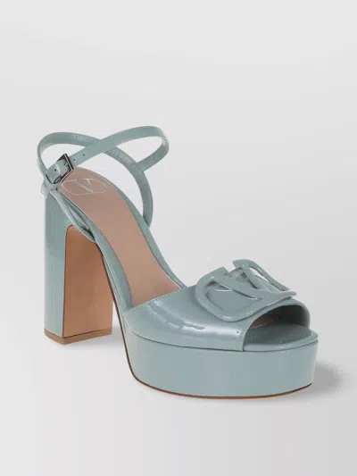 Valentino Garavani Vlogo Signature Block Heel Sandals In Green