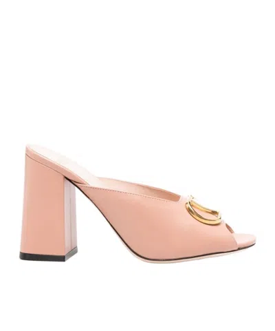 Valentino Garavani Valentino Vlogo Signature Block Heel Sandals In Pink