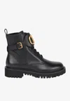 Valentino Go Logo Embellished Leather Ankle Boots In Black