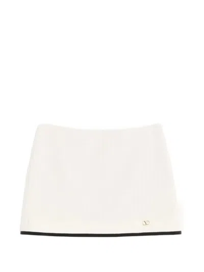 Valentino Vlogo Signature Bouclé-knit Mini Skirt In White