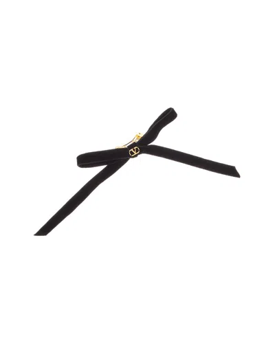 Valentino Garavani Valentino Vlogo Signature Bow Velvet Hair Clip In Black
