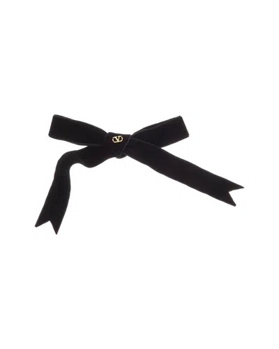 Valentino Garavani Valentino Vlogo Signature Bow Velvet Hair Clip In Black
