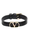 Valentino Adjustable Length Leather Textured Bracelets In Black