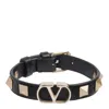 Valentino Leather Studded Vlogo Bracelet In Black