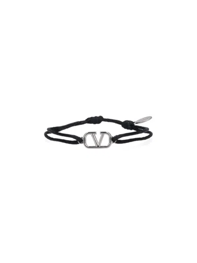 Valentino Garavani Vlogo Signature Cord Bracelet In Black  
