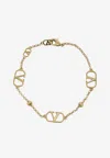 Valentino Garavani Mini Gold-tone Chain With Knurled Sphere And Signature Detail In Gold