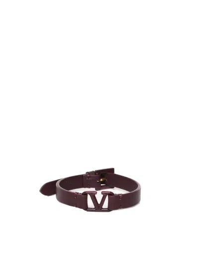 Valentino Garavani Vlogo Signature Bracelet In Calfskin In Rubin