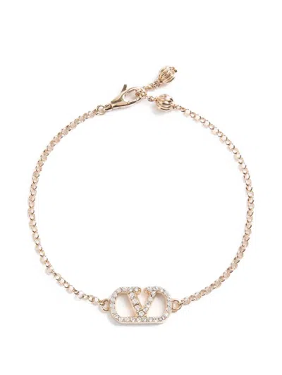 Valentino Garavani Vlogo Signature Bracelet In Metal And Swarovski® Crystals In Gold