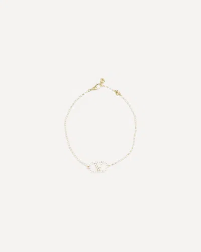 Valentino Garavani Vlogo Signature Bracelet In Metal And Swarovski Crystals In Gold