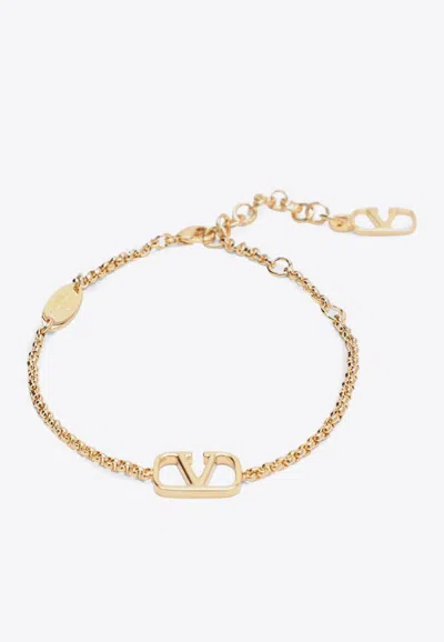 Valentino Garavani Vlogo Signature Brass Bracelet In Gold