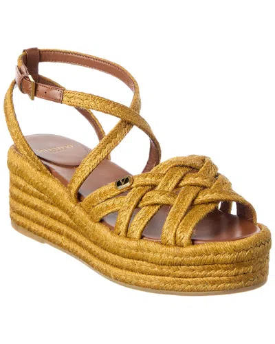 Valentino Garavani Valentino Vlogo Signature Bribri Raffia Espadrille In Yellow