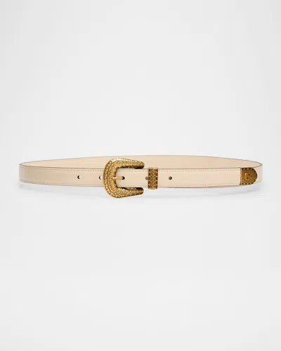 Valentino Garavani Vlogo Signature Brushed Leather Belt, 20mm