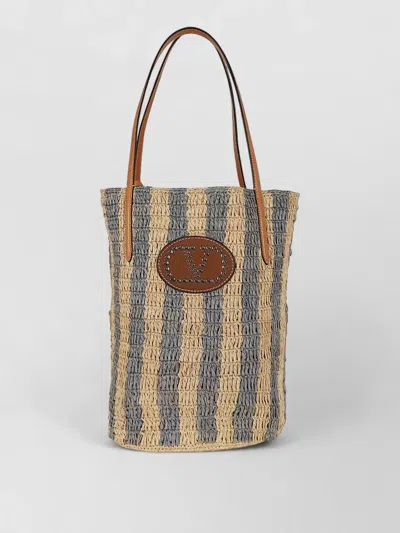 Valentino Garavani Vlogo Signature Bucket Bag Crochet Stripes In Multi