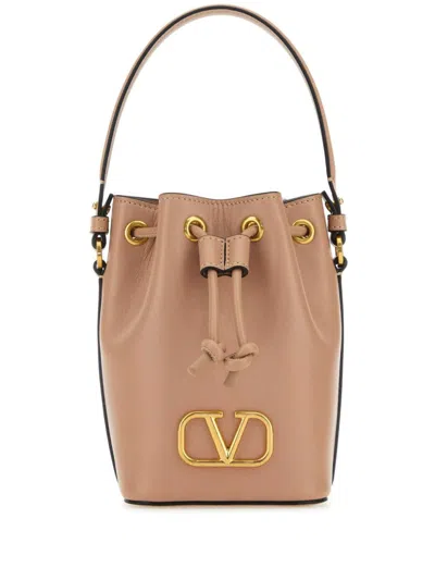 Valentino Garavani Valentino Vlogo Signature Drawstring Mini Bucket Bag In Pink