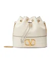 Valentino Garavani Mini Bucket Bag In Nappa With Vlogo Signature Chain Woman Light Ivory Uni In Nude