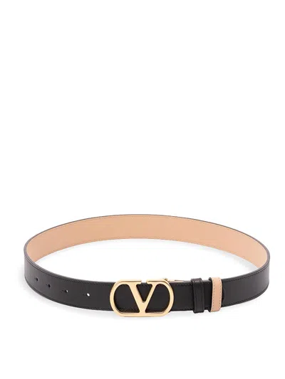 Valentino Garavani `vlogo Signature` Buckle Belt In Beige