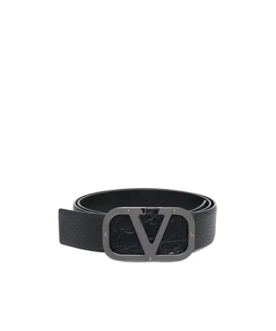 Valentino Garavani Vlogo Signature Buckle Belt In Black