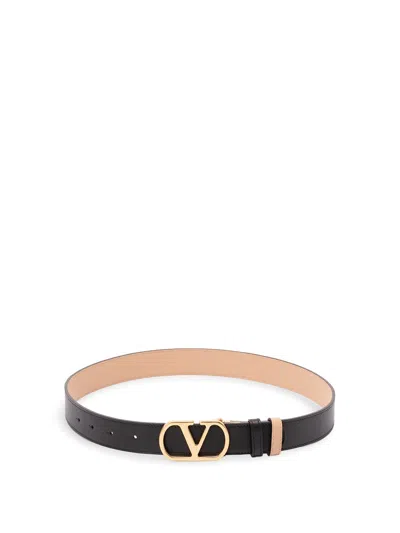 Valentino Garavani `vlogo Signature` Buckle Belt In Metallic