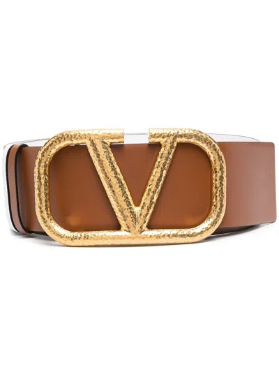 Valentino Garavani Vlogo Signature Buckle Belt In Brown