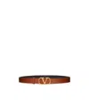 Valentino Leather Belt With Adjustable Length And Reversible In Brown
