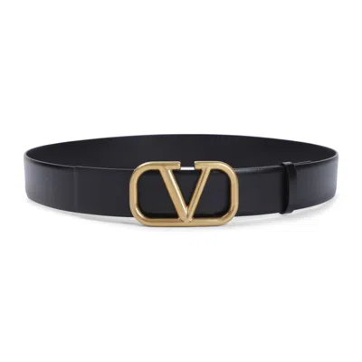 Valentino Garavani Vlogo Signature Buckled Belt In Black