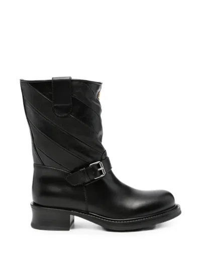Valentino Garavani Vlogo Signature Buckle-fastening Boots In Black