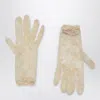 Valentino Garavani Vlogo Signature Butter-coloured Lace Gloves In Beige
