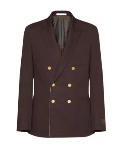 Valentino Double-breasted Casual Jacket In Ebony