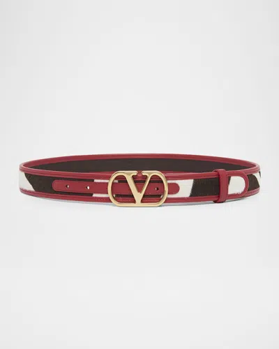Valentino Garavani Vlogo Signature Calf Hair Leather Belt In Purple