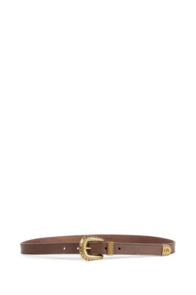 Valentino Garavani Vlogo Signature Calfskin Belt 20 Mm In Brown