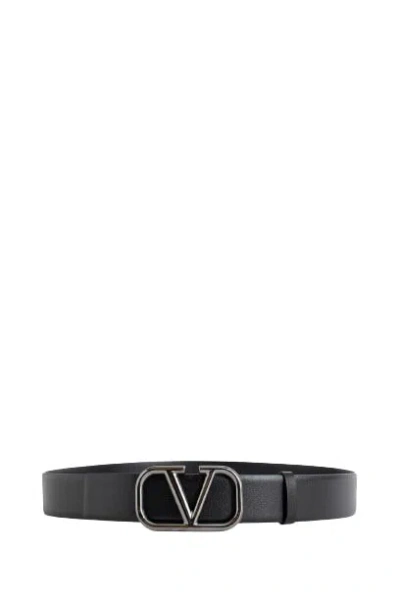 Valentino Garavani Vlogo Signature Calfskin Belt 40 Mm In Black