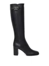 Valentino Garavani Vlogo Signature Calfskin Boot 70mm Woman Black 38.5 In Black