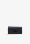 Valentino Garavani Vlogo Signature Grainy Calfskin Wallet With Chain Woman Black Uni In Black