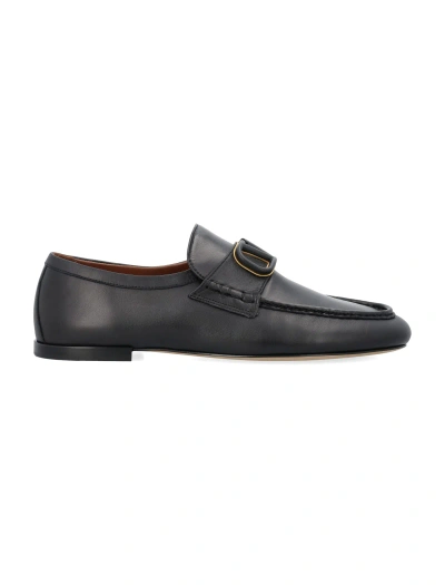 Valentino Garavani Vlogo Signature Leather Loafers In Black