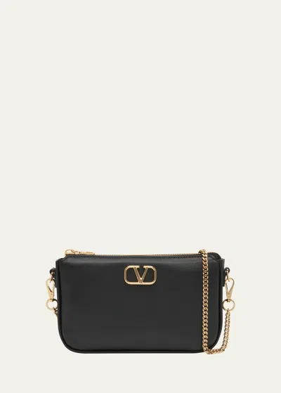 Valentino Garavani Vlogo Signature Calfskin Pouch Bag In 0no Nero