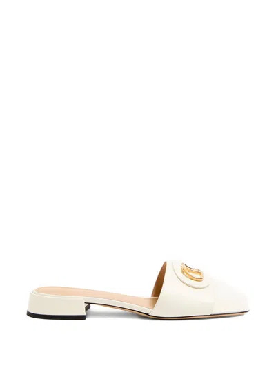 Valentino Garavani Valentino Vlogo Signature Calfskin Slide Sandal 20mm In White