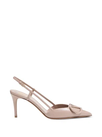 Valentino Garavani Vlogo Signature Calfskin Slingback Pumps 80 Mm In Neutral