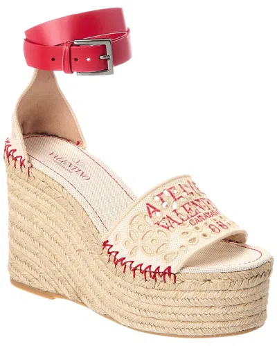 Valentino Garavani Valentino Vlogo Signature Canvas Sandal In Neutral