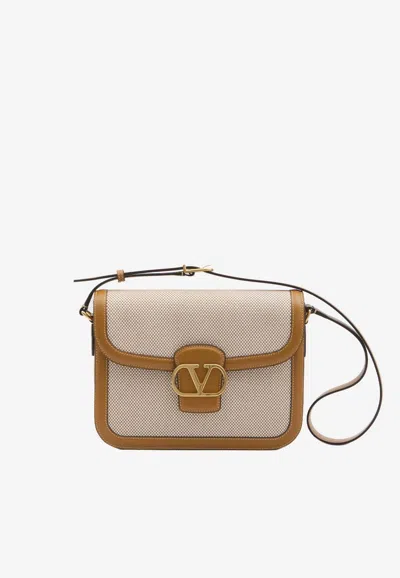 Valentino Garavani Vlogo Signature Canvas Shoulder Bag In Beige