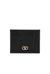 Valentino Garavani Vlogo Signature Grainy Calfskin Card Holder Woman Black Uni In Pink