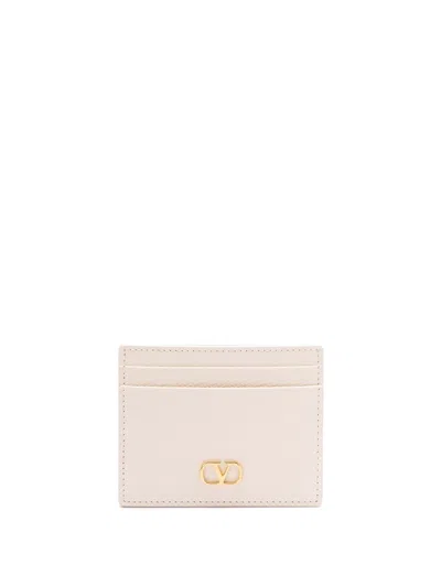 Valentino Garavani `vlogo Signature` Card Holder In Beige