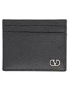 Valentino Garavani Vlogo Signature Garnet Calfskin Card Holder Accessories In Black