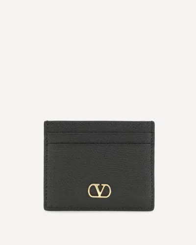 Valentino Garavani Portafoglio Minimalista In Pelle Nera Con Fessure Per Carte In Black