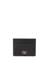 Valentino Garavani Vlogo Signature Grainy Calfskin Card Holder Woman Black Uni In Black