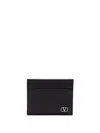 Valentino Garavani  Vlogo Signature Black Calfskin Cardholder In Black