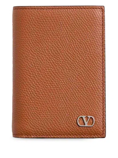 Valentino Garavani Vlogo Signature Card Holder In Braun