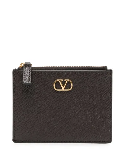 Valentino Garavani Vlogo Signature Card Holder In Brown